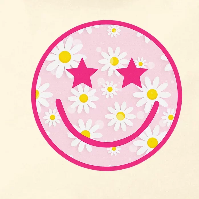 Funny Pink Happy Face Daisy Flower Smile Face Trendy Zip Tote Bag