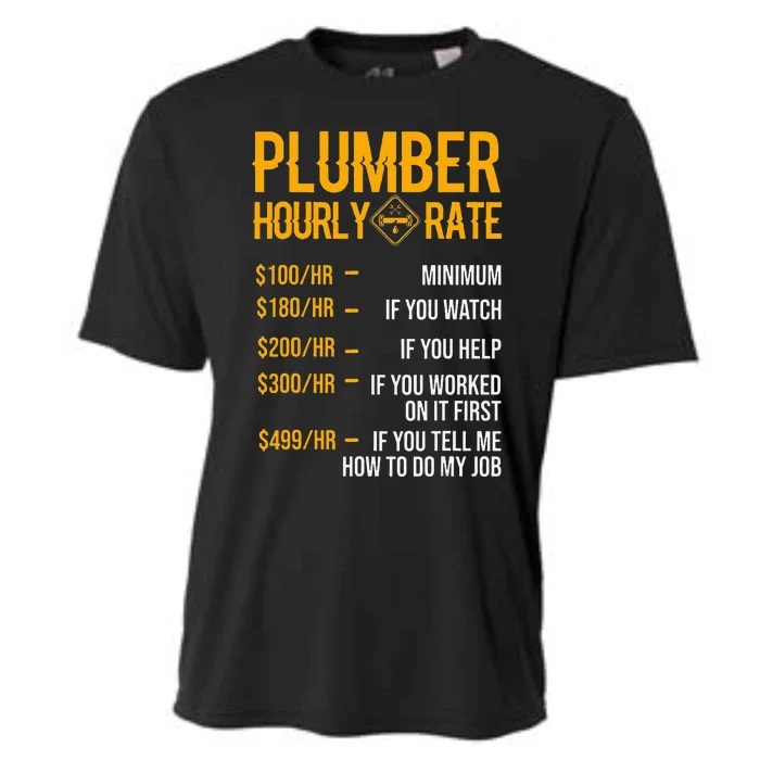 Funny Plumber Hourly Rate Plumber Cooling Performance Crew T-Shirt