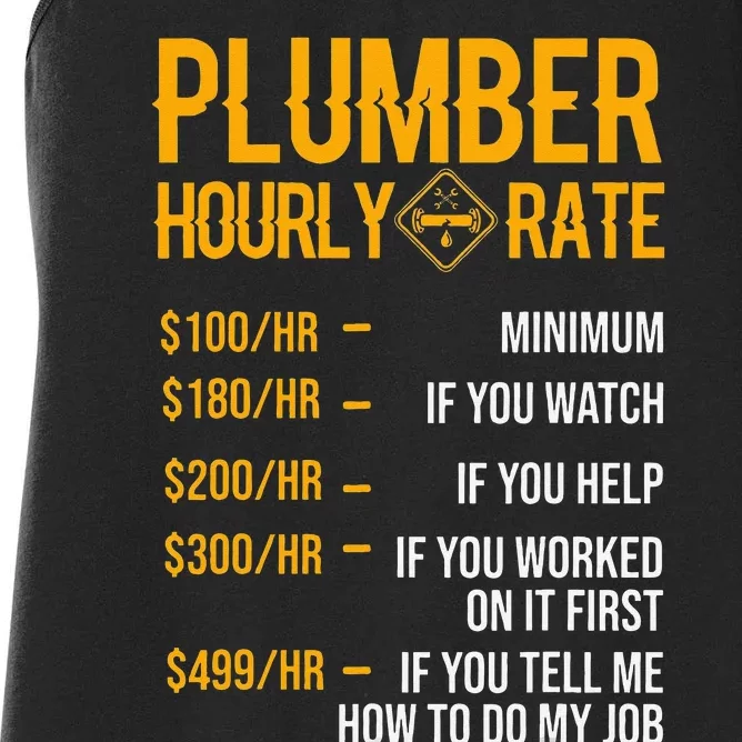 Funny Plumber Hourly Rate Plumber Women's Racerback Tank