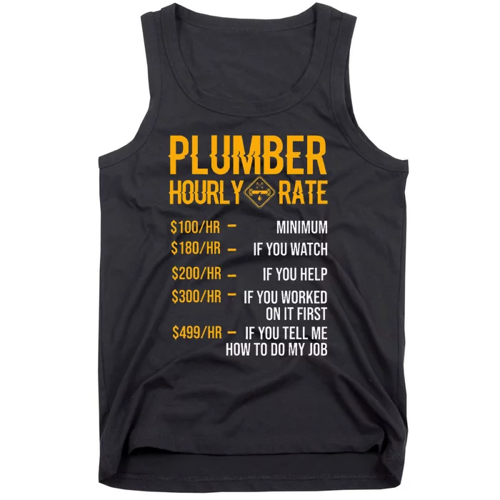 Funny Plumber Hourly Rate Plumber Tank Top