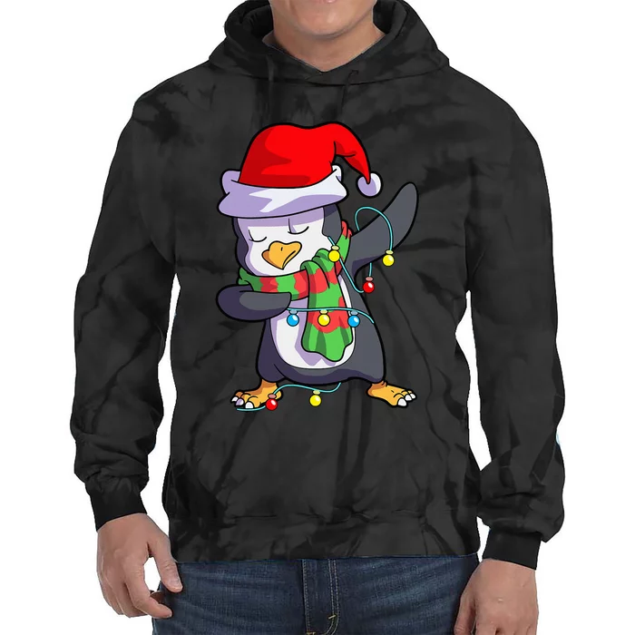 Festive Penguin Holiday Matching Set Tie Dye Hoodie