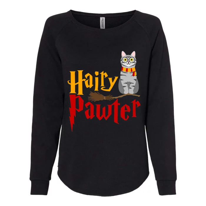 FUNNY Pun Hairy Pawter Wizard Gift For Cat Lovers Womens California Wash Sweatshirt