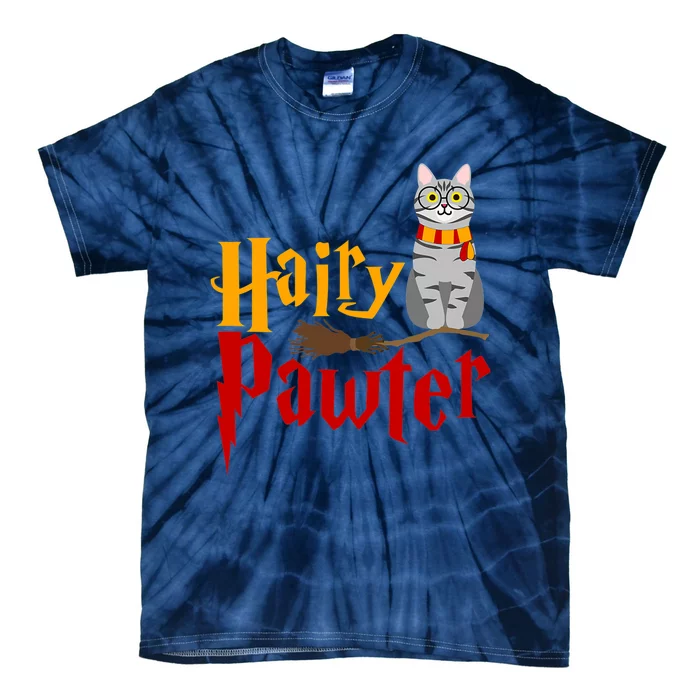 FUNNY Pun Hairy Pawter Wizard Gift For Cat Lovers Tie-Dye T-Shirt