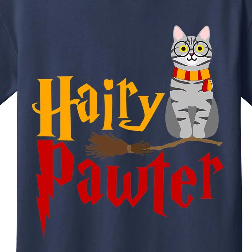 FUNNY Pun Hairy Pawter Wizard Gift For Cat Lovers Kids T-Shirt