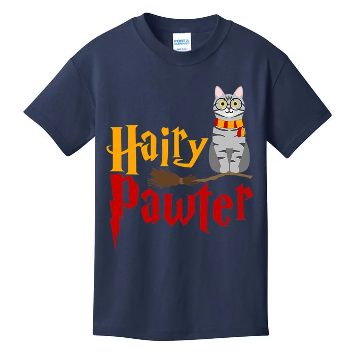 FUNNY Pun Hairy Pawter Wizard Gift For Cat Lovers Kids T-Shirt