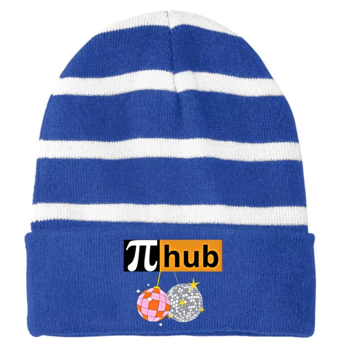 Funny Pi Hub Club 14 March Math Day Pi Day Cute Gift Striped Beanie with Solid Band