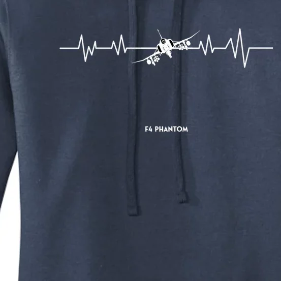 F4 Phantom Heartbeat Jet Fighter Pilot Ekg Love Airplane Great Gift Women's Pullover Hoodie