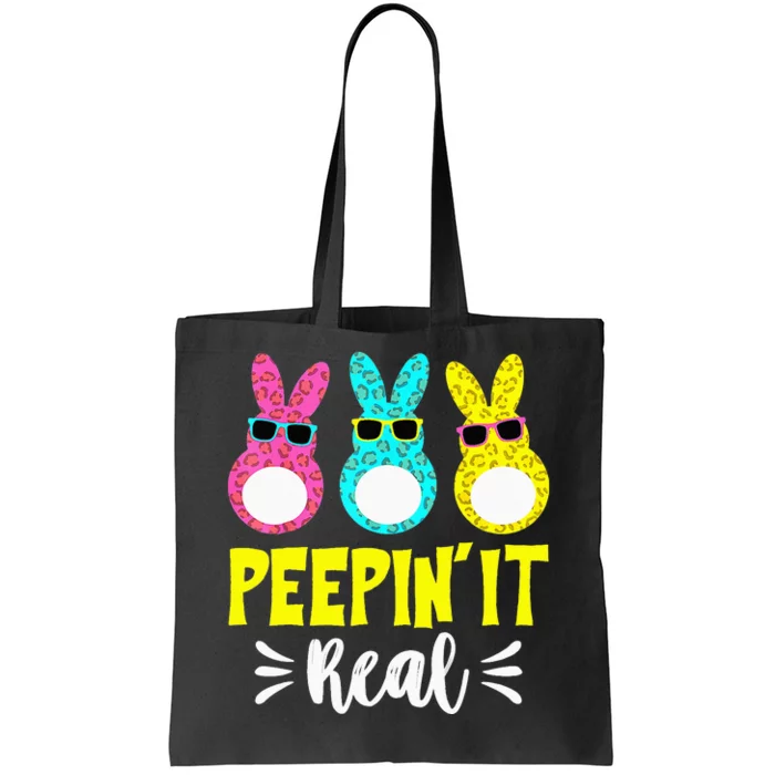 Funny Peepin It Real Happy Easter Bunny Egg Hunt Tote Bag