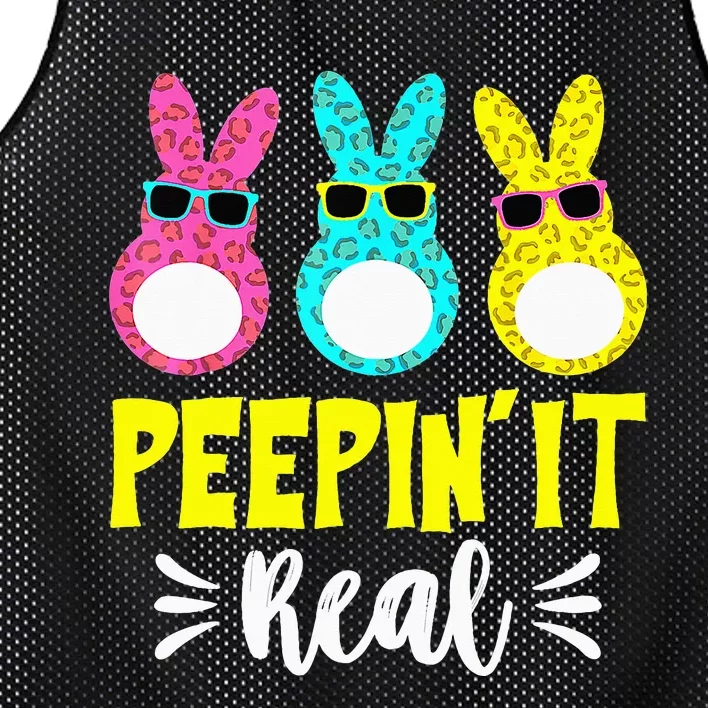 Funny Peepin It Real Happy Easter Bunny Egg Hunt Mesh Reversible Basketball Jersey Tank