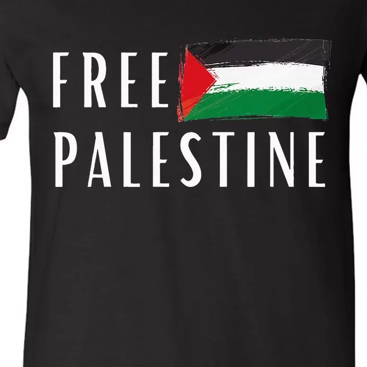 Free Palestine I Support Palestine Freedom Flag Free Gaza V-Neck T-Shirt