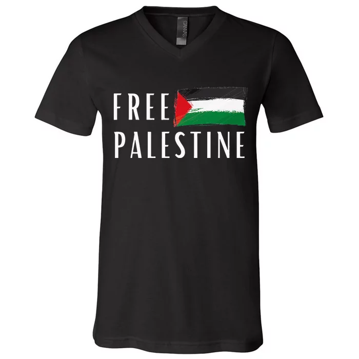 Free Palestine I Support Palestine Freedom Flag Free Gaza V-Neck T-Shirt