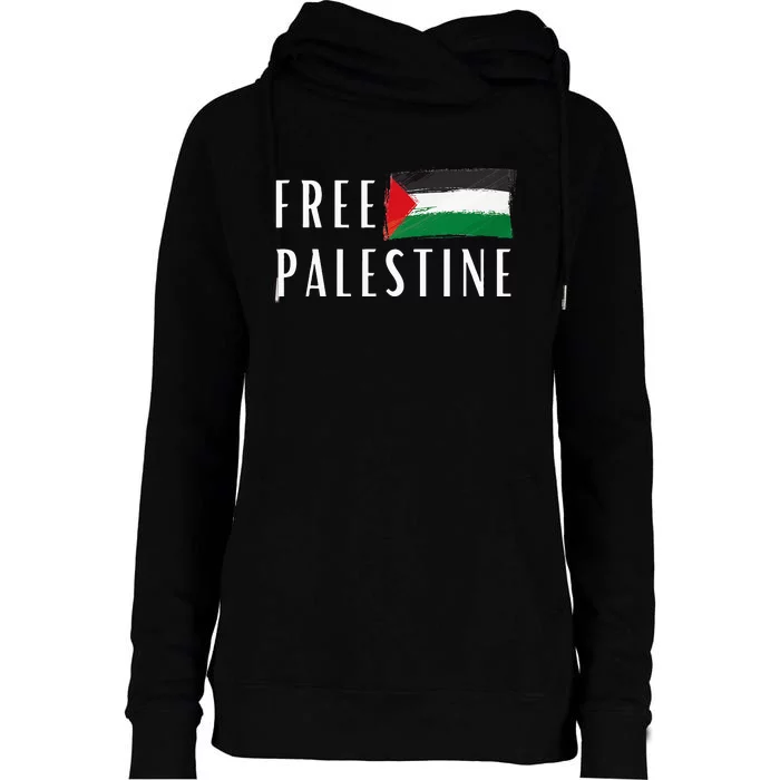 Free Palestine I Support Palestine Freedom Flag Free Gaza Womens Funnel Neck Pullover Hood