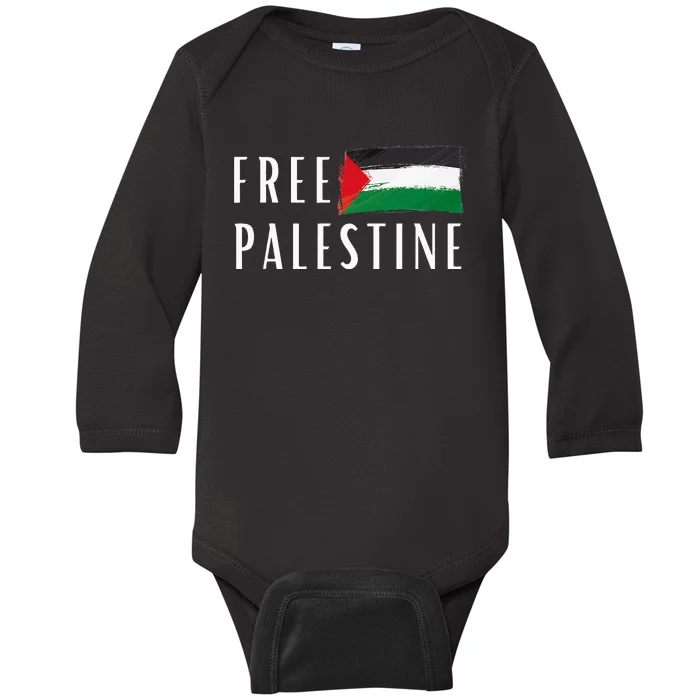 Free Palestine I Support Palestine Freedom Flag Free Gaza Baby Long Sleeve Bodysuit