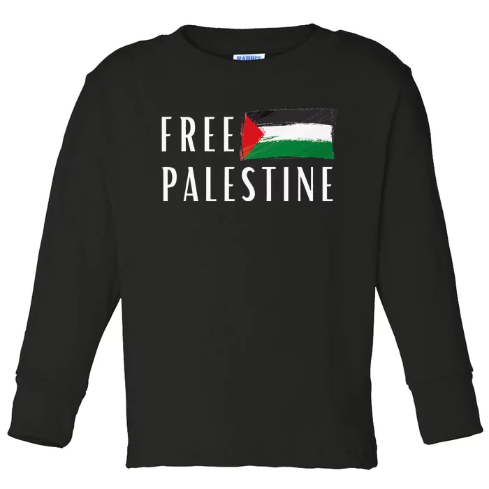 Free Palestine I Support Palestine Freedom Flag Free Gaza Toddler Long Sleeve Shirt