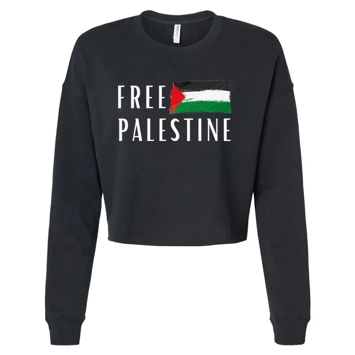 Free Palestine I Support Palestine Freedom Flag Free Gaza Cropped Pullover Crew