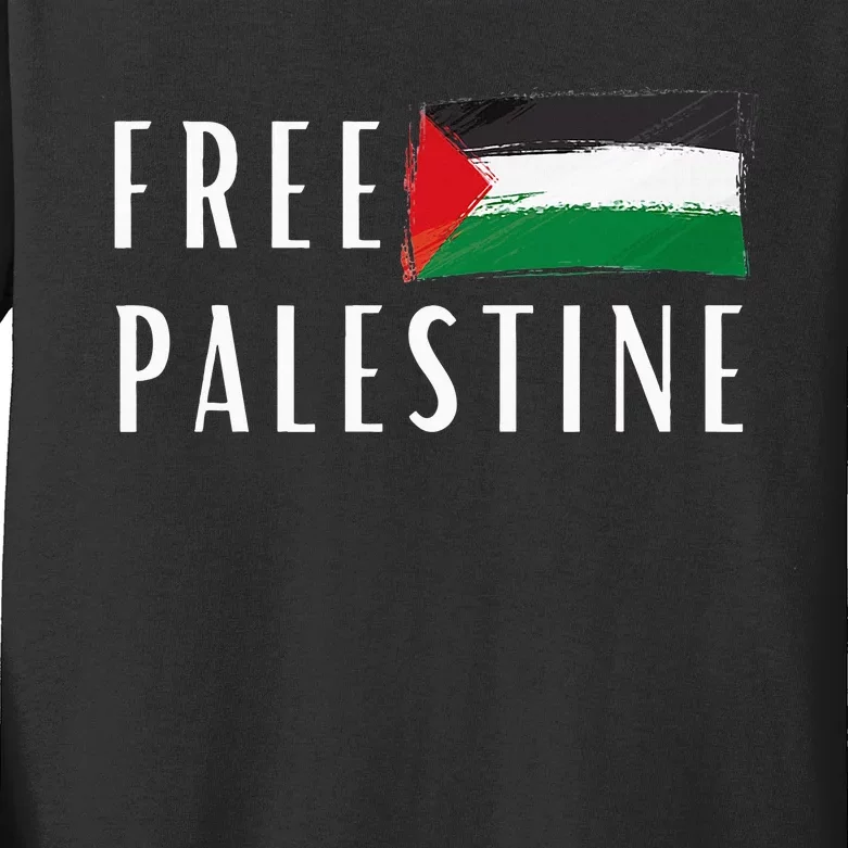 Free Palestine I Support Palestine Freedom Flag Free Gaza Kids Long Sleeve Shirt