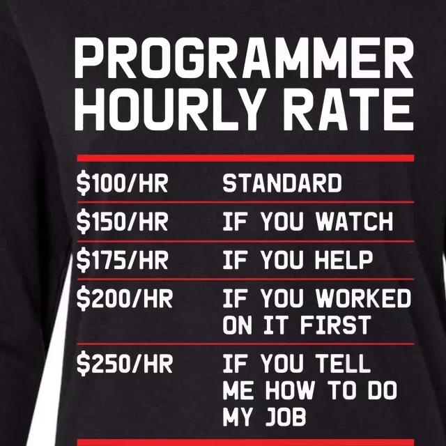 Funny Programmer IT Support Coder Gift Hourly Rate Womens Cotton Relaxed Long Sleeve T-Shirt