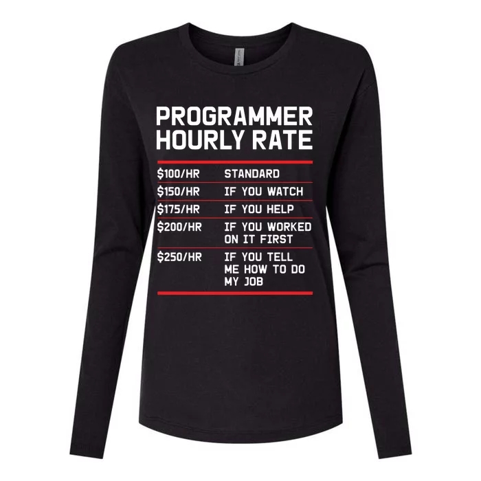 Funny Programmer IT Support Coder Gift Hourly Rate Womens Cotton Relaxed Long Sleeve T-Shirt