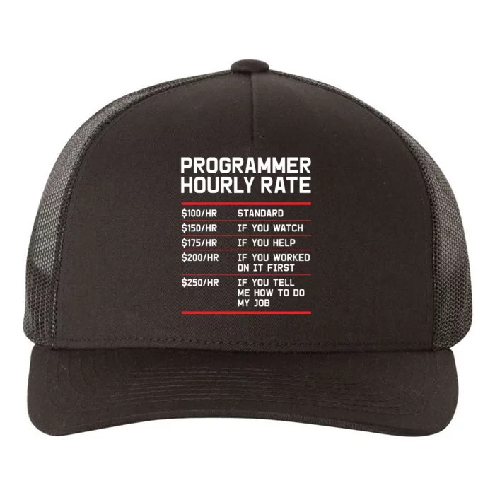 Funny Programmer IT Support Coder Gift Hourly Rate Yupoong Adult 5-Panel Trucker Hat