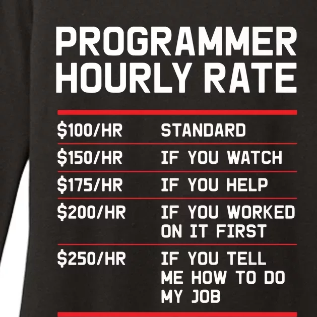 Funny Programmer IT Support Coder Gift Hourly Rate Womens CVC Long Sleeve Shirt