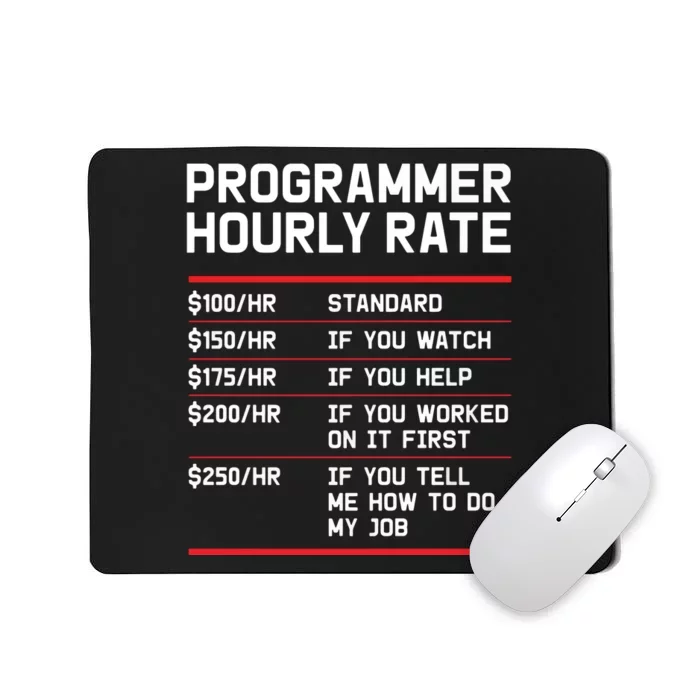 Funny Programmer IT Support Coder Gift Hourly Rate Mousepad