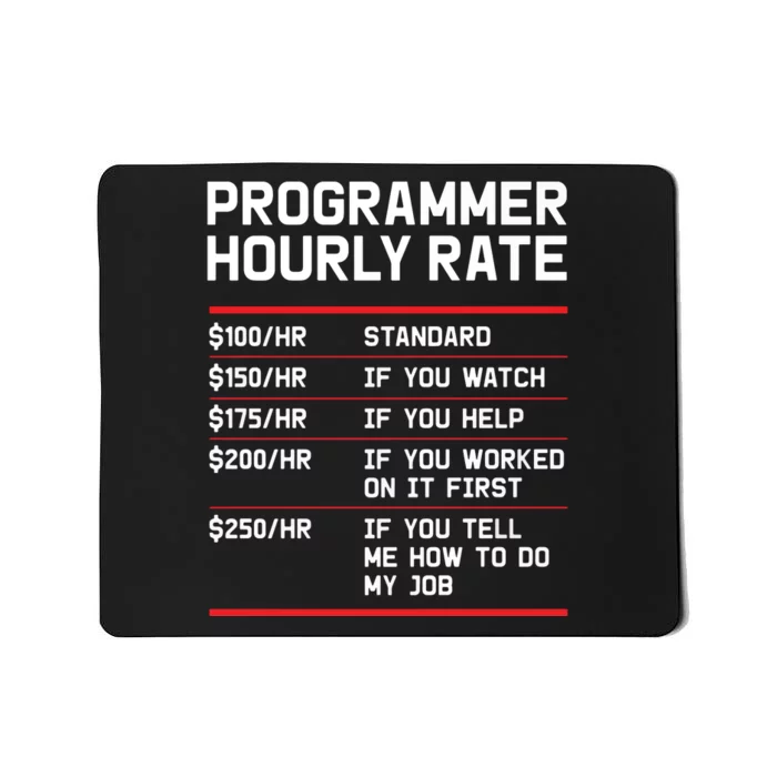 Funny Programmer IT Support Coder Gift Hourly Rate Mousepad