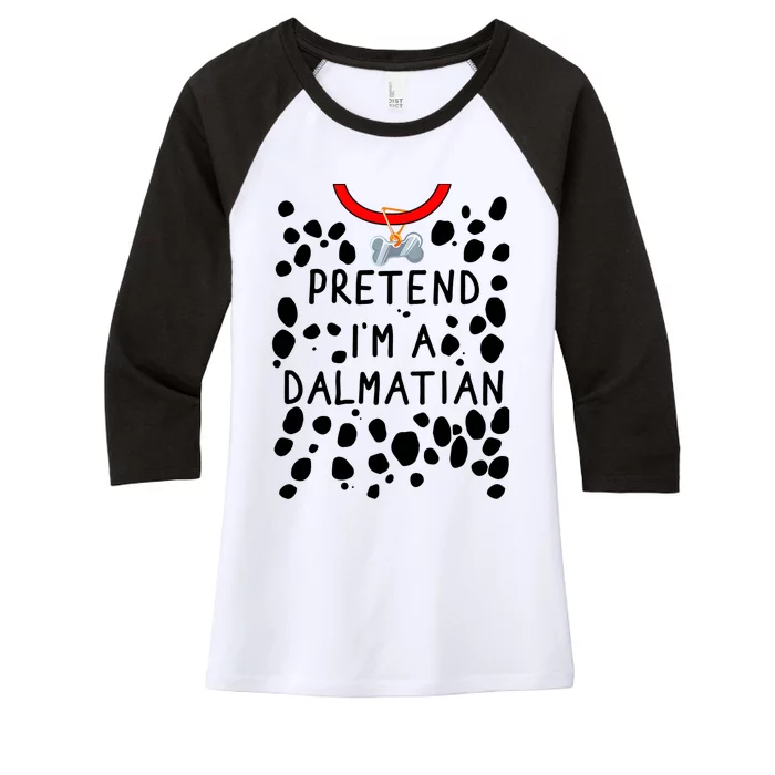 Funny Pretend I'm A Dalmatian Dog Halloween DIY Costume Women's Tri-Blend 3/4-Sleeve Raglan Shirt