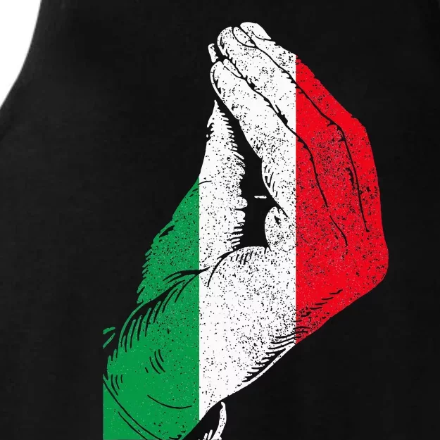 Flag Pride Italy Hand Gesture Italia Italian Ladies Tri-Blend Wicking Tank