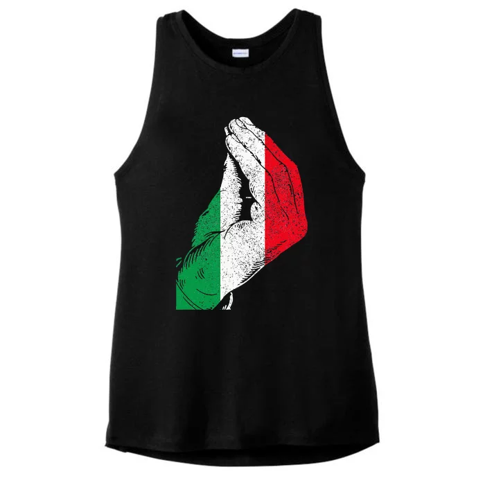 Flag Pride Italy Hand Gesture Italia Italian Ladies Tri-Blend Wicking Tank