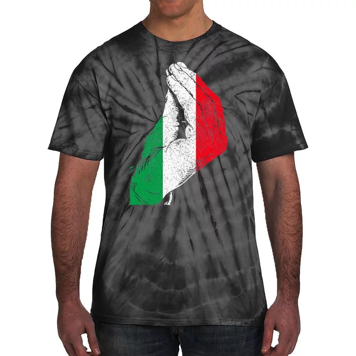 Flag Pride Italy Hand Gesture Italia Italian Tie-Dye T-Shirt