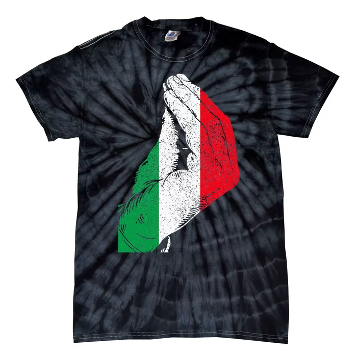 Flag Pride Italy Hand Gesture Italia Italian Tie-Dye T-Shirt