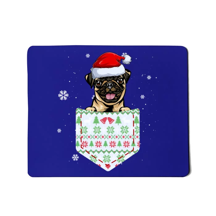 Funny Pug In Your Pocket Santa Hat Ugly Christmas Sweater Gift Mousepad