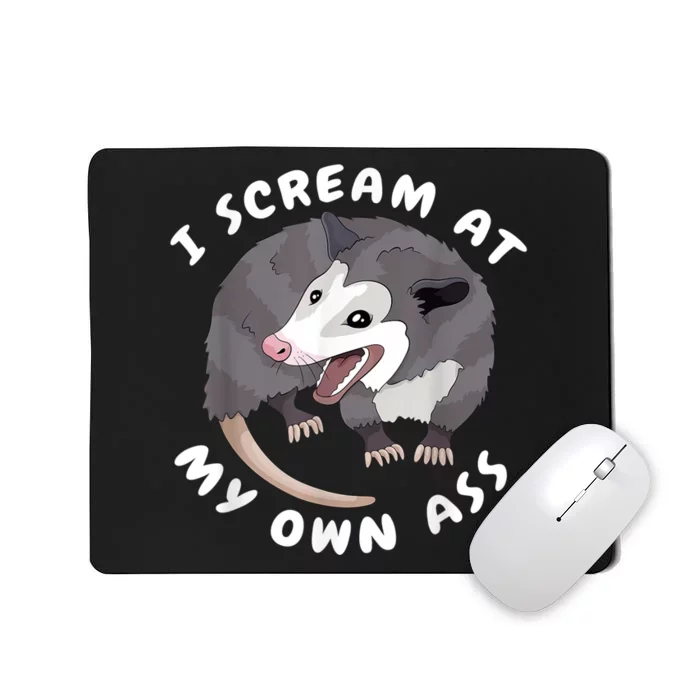 Funny Possum I Scream At My Own Trash Cat Opossum Meme Mousepad