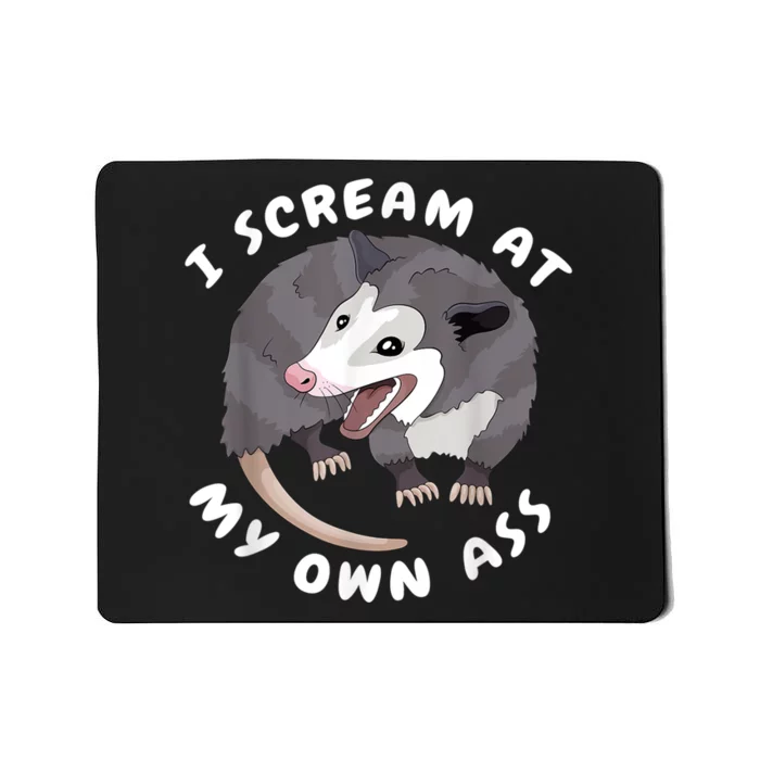 Funny Possum I Scream At My Own Trash Cat Opossum Meme Mousepad