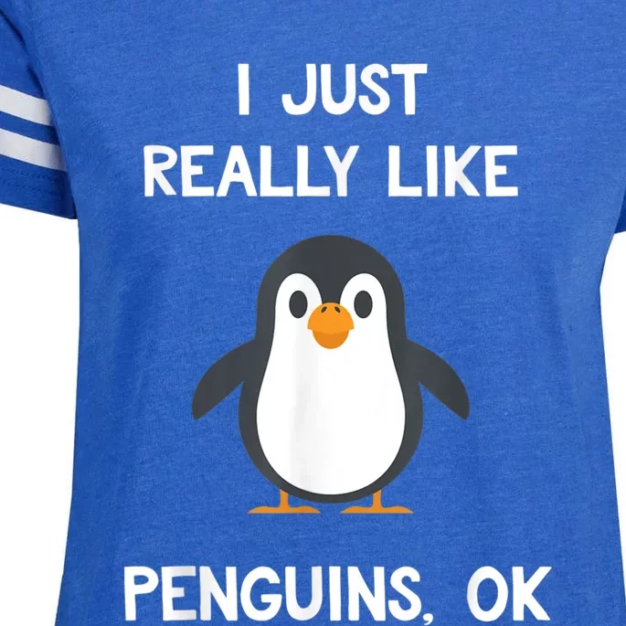 Funny Penguin I Just Really Like Penguins OK Enza Ladies Jersey Football T-Shirt