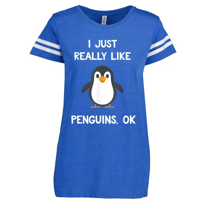 Funny Penguin I Just Really Like Penguins OK Enza Ladies Jersey Football T-Shirt