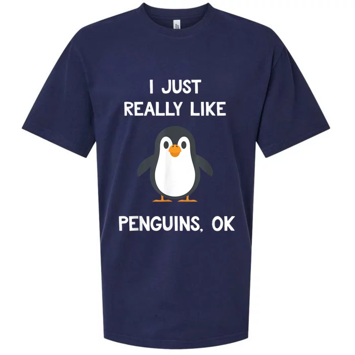 Funny Penguin I Just Really Like Penguins OK Sueded Cloud Jersey T-Shirt