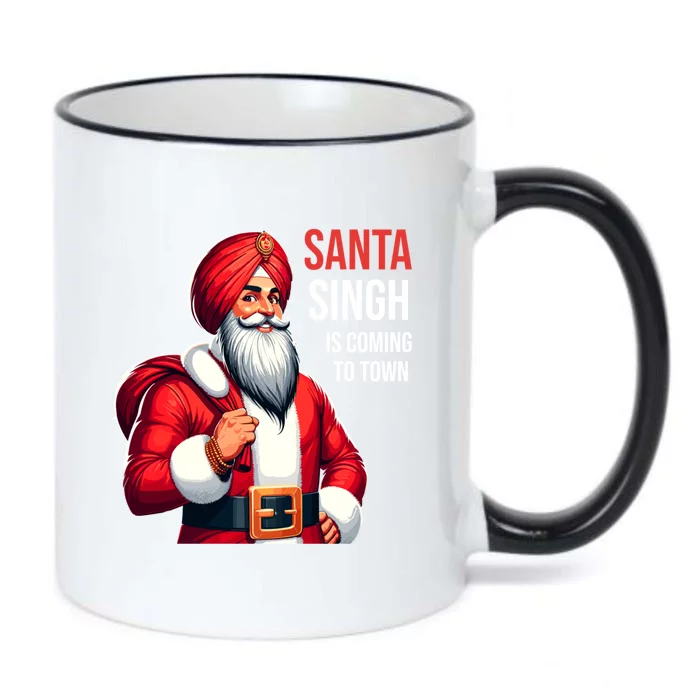 Funny Punjabi Indian Santa Singh Is Coming To Town Gift Black Color Changing Mug