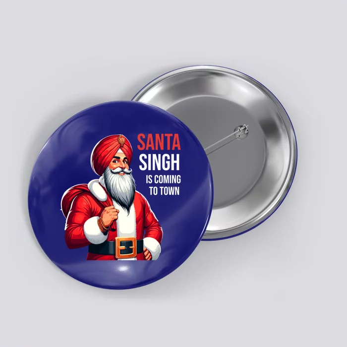 Funny Punjabi Indian Santa Singh Is Coming To Town Gift Button