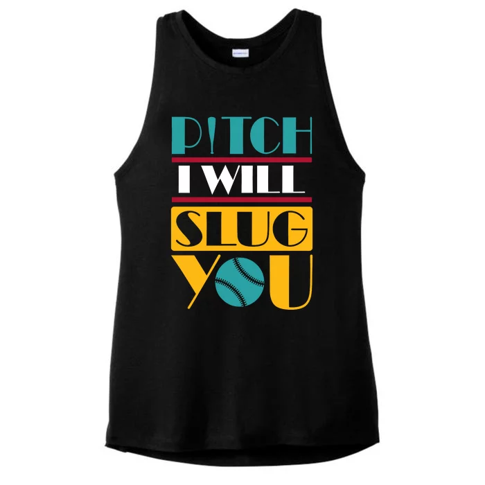 Funny Pitch I Will Slug You Ladies Tri-Blend Wicking Tank