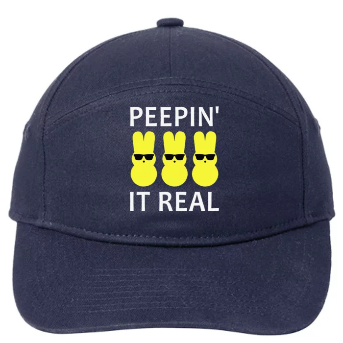 Funny Peepin It Real Happy Easter Bunny 7-Panel Snapback Hat