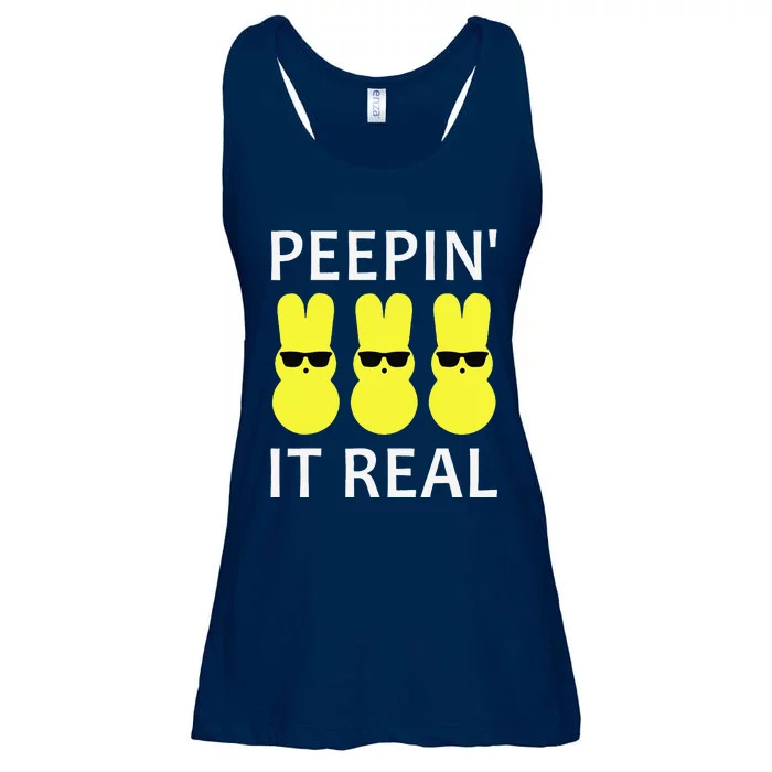 Funny Peepin It Real Happy Easter Bunny Ladies Essential Flowy Tank