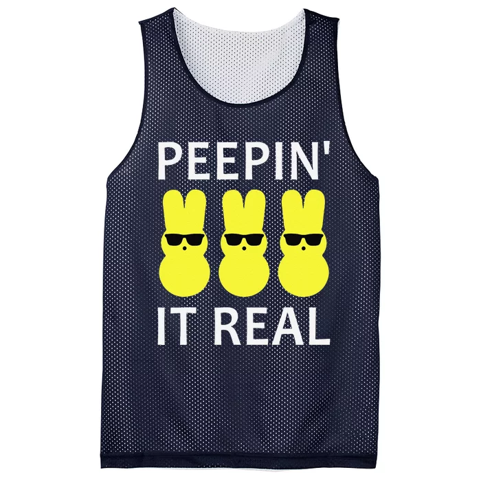 Funny Peepin It Real Happy Easter Bunny Mesh Reversible Basketball Jersey Tank