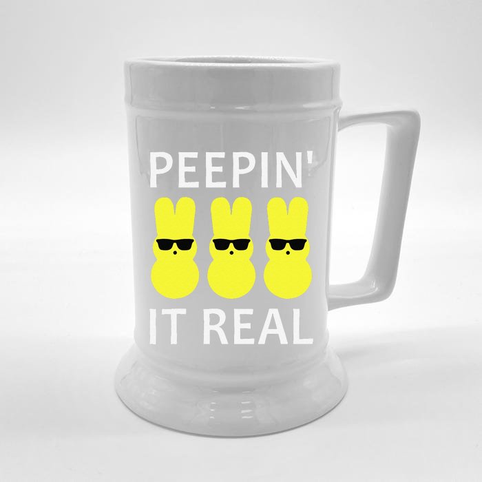 Funny Peepin It Real Happy Easter Bunny Front & Back Beer Stein