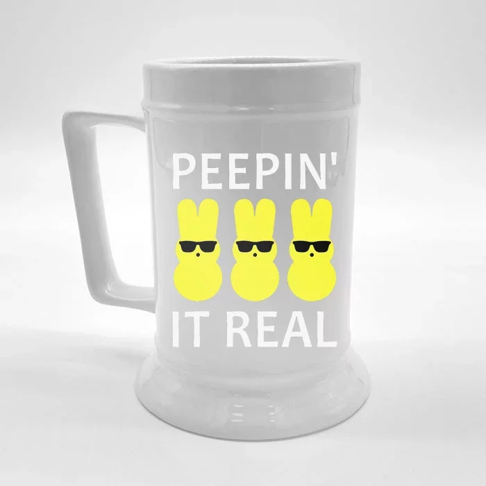 Funny Peepin It Real Happy Easter Bunny Front & Back Beer Stein