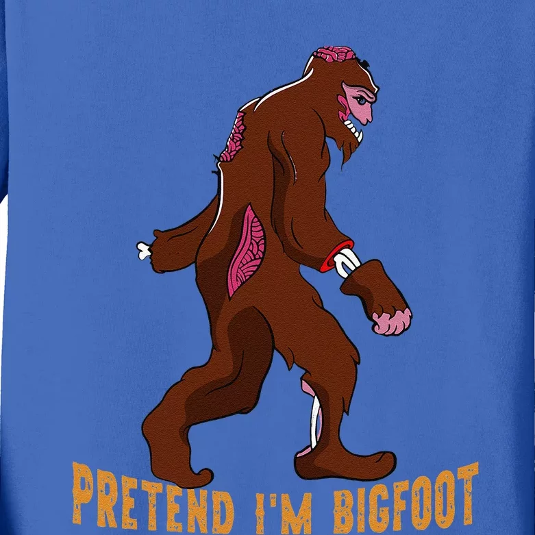 Funny Pretend Im Bigfoot Halloween Bigfoot Costume Gift Kids Long Sleeve Shirt