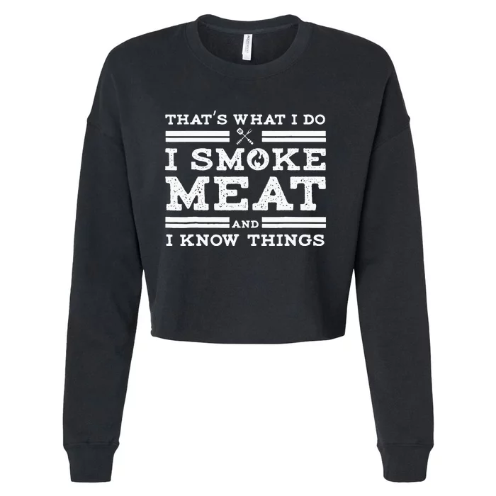 Funny Pitmaster I Smoke Meat BBQ Smoker Grill Gift Cropped Pullover Crew