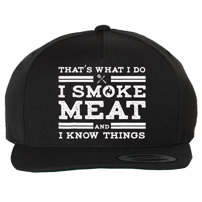 Funny Pitmaster I Smoke Meat BBQ Smoker Grill Gift Wool Snapback Cap