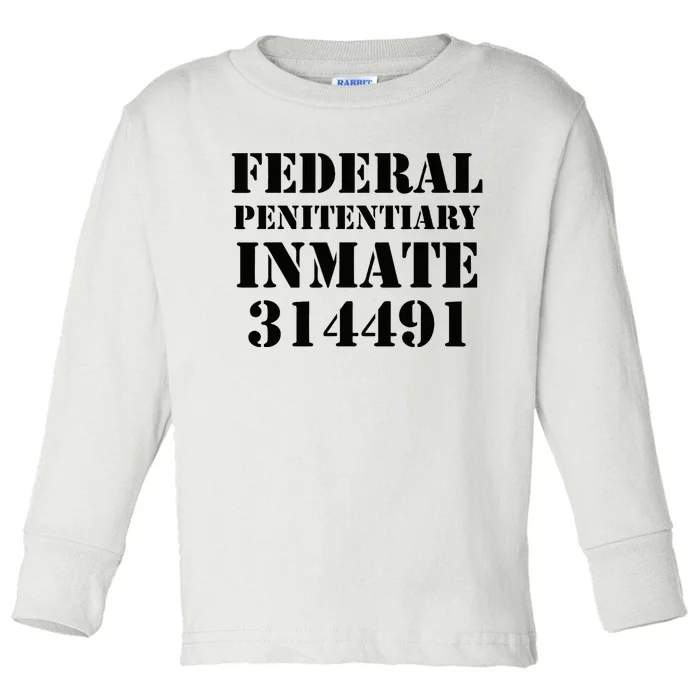 Federal Penitentiary Inmate Funny Halloween Prisoner Costume Toddler Long Sleeve Shirt