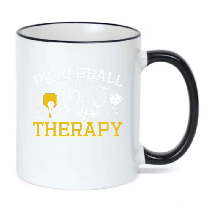 Funny Pickleball Is My Therapy Pickleball Player Humor Black Color Changing Mug